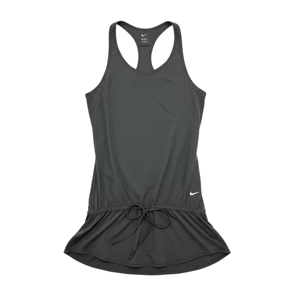 Nike Dri-FIT Womens Racerback Tank Top Black Drawstring Peplum Hem‎ Small